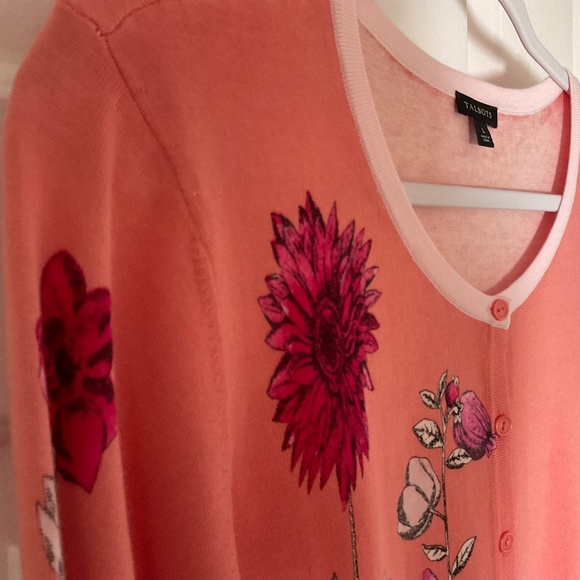 Talbots 3/4 Sleeve Floral Cardigan - Picture 7 of 13